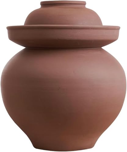 Natural Unglazed Ceramic Fermentation Crock Jar Kit,Sauerkraut Crock, Chinese Porcelain Pickle Jar with Water Seal Airlock Lid,Pickle Jar for Pickling Pickles 6Kg*1