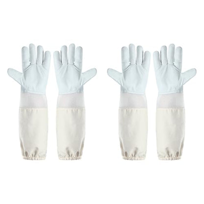 2 Pairs Ventilated Beekeeping Gloves, Bee Gloves for Men Women, Goatskin Beekeeper Glove with Ventilated Sleeves & Elastic Cuffs S - size: 2 Pairs-S
