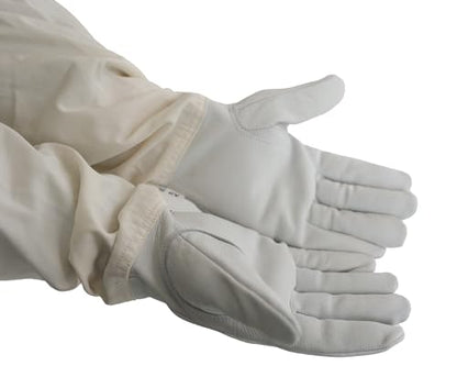 Goatskin Leather Beekeeper's Glove with Long Canvas Sleeve & Elastic Cuff.(Medium) - size: Medium (Pack of 1)