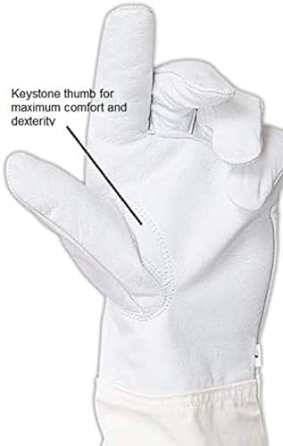 Goatskin Leather Beekeeper's Glove with Long Canvas Sleeve & Elastic Cuff.(XS) - size: X-Small (Pack of 1)