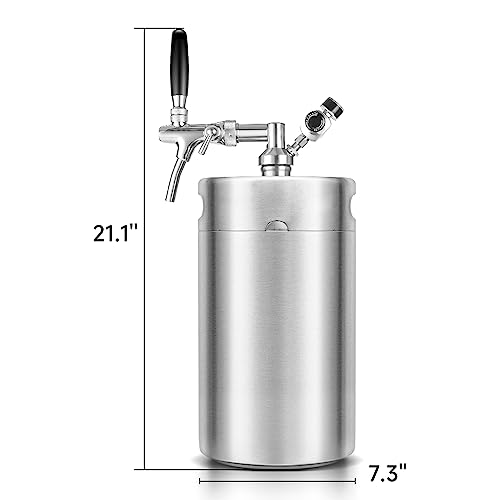 270OZ Mini Keg Growler, Pressurized Home Dispenser System with Adjustable Faucet Keeps Carbonation and Fresh for Homebrew, Craft and Draft Beer
