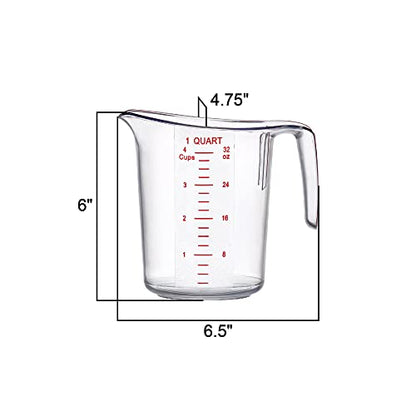 Amazing Abby - Melissa - 32-Ounce Plastic Measuring Pitcher (2-Pack), 4-Cup (1-Quart) Food-Grade Measuring Jug, Unbreakable, Stackable, Dishwasher-Safe, Great for Oil, Vinegar, Flour, and More - style: 2-Pack