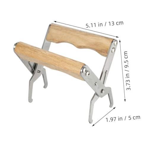 ORFOFE 4pcs Stainless Steel Hive Frame Lifter Tool with Wooden Handle Beekeeping Equipment for Beehive Inspection and Frame Grip
