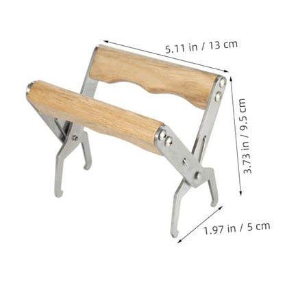 ORFOFE 4pcs Stainless Steel Hive Frame Lifter Tool with Wooden Handle Beekeeping Equipment for Beehive Inspection and Frame Grip