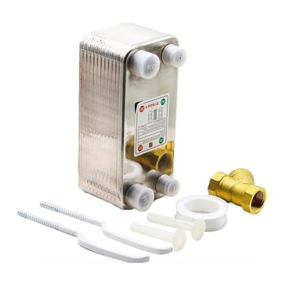 24 Plate Heat Exchanger Beer Wort Chiller Cooler SUS 304 Stainless Steel for Homebrew Cooling Robust Construction(Different Side)