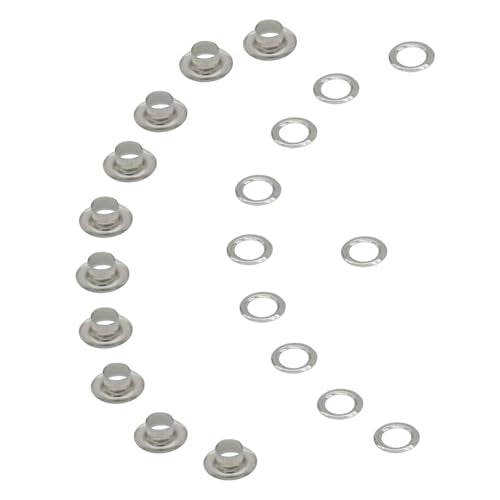 110 Sets 1/4 Inch Sewing Grommets Eyelets Stainless Steel with Washers for Shoes, Bead Cores, Clothes, Leather, Canvas, Banner (6mm Silver) - size: φ6x12mm
