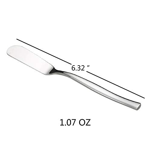 Idotry 6-Piece Stainless Steel Butter Knives, Cheese/Butter Spreaders | 6.32", Cheese Knives for Butter, Cheese, Organic Strawberry