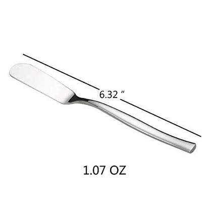 Idotry 6-Piece Stainless Steel Butter Knives, Cheese/Butter Spreaders | 6.32", Cheese Knives for Butter, Cheese, Organic Strawberry