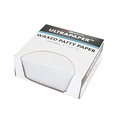 UltraSource-192033 UltraPaper Hamburger Patty Paper, 5.5" x 5.5" Squares (Pack of 1000) - White | Speed up prep, prevent patties from sticking, use for tracing or arts and crafts