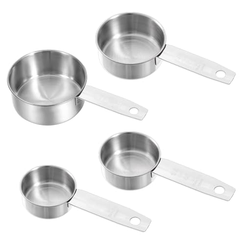 Stainless Steel Measuring Cups Set of 4, Kitchen Gadgets Stackable Metal Measuring Cup for Cooking Baking Dry Wet Ingredients and Liquid, Dishwasher Safe, Solid Flat Handle - size: 1/8 Cup, 1/4 Cup, 1/3 Cup, 1/2 Cup