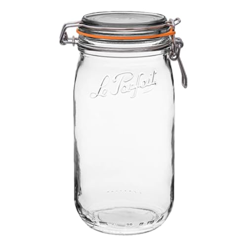 Le Parfait Super Jar 1.5L (48oz) French Glass Preserving Jar w/Airtight Rubber Seal & Wire Bail Closure - BPA-Free Canning Jar for Pickles, Fruit, Sauce & Food Storage - Made in France Since 1930 1PK - color: 48oz (Single)