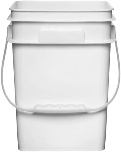 House Naturals 4 Gallon Square Food Grade Bucket Pail with Plastic Handles and Lid (Pack of 3) Made in USA containers (Blue/Red/White) - color: Blue/Red/White