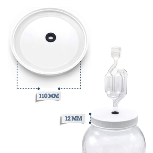 Airtight One Gallon Standard Fermentation Lid Gasket with Airlock - Turns Gallon Jar Into A Fermenter - Hard Kombucha, Beer, Wine, Cider, (S-Airlock)