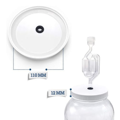 Airtight One Gallon Standard Fermentation Lid Gasket with Airlock - Turns Gallon Jar Into A Fermenter - Hard Kombucha, Beer, Wine, Cider, (S-Airlock)