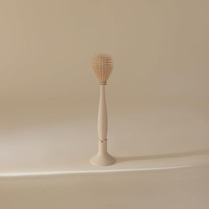 mushie Baby Bottle Brush | Soft Silicone with Suction Base (Shifting Sand) - color: Shifting Sand