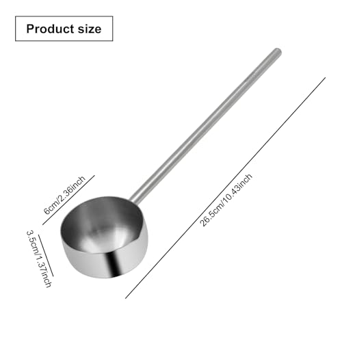 2Pcs Stainless Steel Cooking Spoons, Sauce Scoop with Long Handle 304 Stainless Steel Deep Oil Sauce Spoon for Kitchen Cooking, Serving