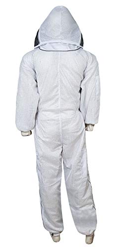 Brutul Bee 3 Layer Beekeeping Ultralight Ventilated Suit with Fencing Veil - color: White, size: Large