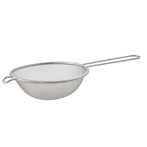HIC Kitchen Fine Mesh Strainer With Helper Handle, 18/8 Stainless Steel, 7-Inch, For Sifting, Straining, And Draining Pasta, Stocks, Soups, And Sauces - size: Mesh, 7-Inch