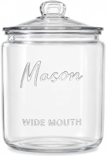 1 Gallon Mason Glass Jar with Lid – Wide Mouth Glass Storage Jar with Airtight Lid, Kitchen Pantry Container with Measurement Markings for Cookies, Candy, Flour Jar, Sugar & Dog Treats - size: Pack of 1