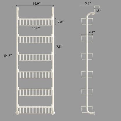 MIAOLI Over the Door Pantry Organizers and Storage, 6-Tier Spice Rack, Home & Kitchen Storage Shelves for Cabinet, Large Capacity Hanging Seasoning Organizer, Laundry Room Organization, White