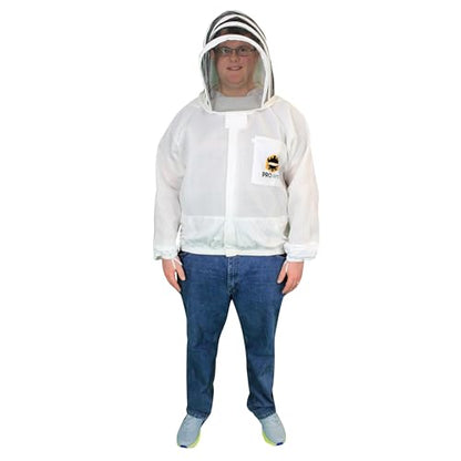 Mann Lake ProVent Beekeeping Jacket, Professional Grade Vented Bee Gear with Self-Supporting Veil, Heavy-Duty Zippers, Elastic Wrist Openings, Reinforced High-Wear Areas & Chest Pocket, Large - size: Large