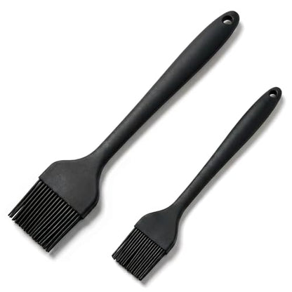 2 Pack Silicone Basting Brushes - Heat Resistant Pastry Brushes for Cooking BBQ Grill Baking Roasting, Oil Butter Sauce Marinade Egg Wash, One-Piece Design Dishwasher Safe Non-Slip, Large & Small