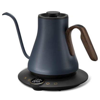 INTASTING Gooseneck Electric Kettle, ±1℉ Temperature Control, Stainless Steel Inner, Quick Heating, for Pour Over Coffee, Brew Tea, Boil Hot Water, 0.9L (Navy Blue) - color: Navy Blue