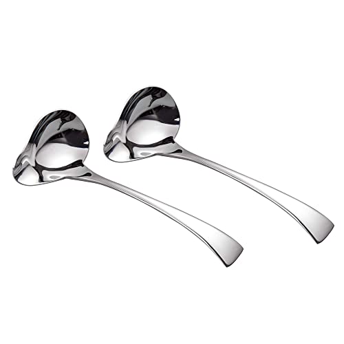 IMEEA 7-Inch Small Sauce Ladle with Pour Spout, 18/10 Stainless Steel Drizzle Spoon for Gravy, Dressing, Sauce, 2-Piece - size: 2 x Drizzle Spoon