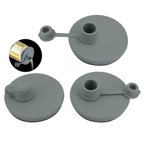 Pour Spout Lid for Mason Jars - Wide Mouth, Leak-Proof, Dishwasher Safe, Food-Grade Reusable Silicone Cover for Oils, Juices, Milk & Dry Goods - color: Grey-3Pack