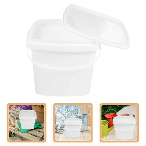 Cabilock 2pcs 5l Square Plastic Buckets with Lids, Food-grade Plastic Small Storage Containers, Portable Handheld Water and Snack Storing Canisters for Kitchen and Household Use
