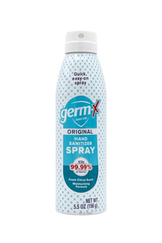 Germ-X Original Hand Sanitizer Spray, 5.5 Oz (Pack of 6), Less Drying & Moisturizing, No Rinse Formula, Fresh Scent, Formulated without Parabens - size: 5.5 Fl Oz (Pack of 6)