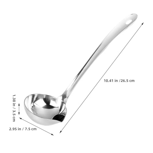 Fat Separator Ladle with Pour Spout Stainless Steel Oil Skimmer Spoon for Cooking Grease Separation and Soup Serving 10.43 Inch Set of 2
