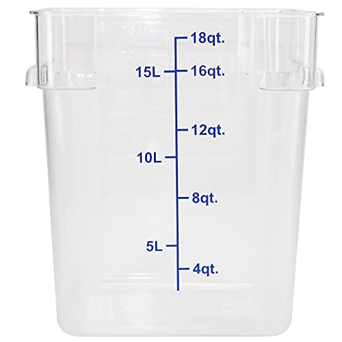 Restaurantware Met Lux 18 Quart Brine Buckets 10 Square Marinating Containers - With Volume Markers Built-In Handles Clear And Blue Plastic Dough Rising Buckets Freezer-Safe Lids Sold Separately - size: 18 Quarts, style: 10 Count