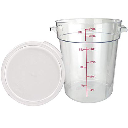 Tiger Chef 22 Quart Commercial Grade Clear Food Storage Round Polycarbonate Containers With Clear Lids - size: 22 Quart