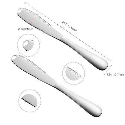 2 Pack Stainless Steel Butter Knives with Holes – 3-in-1 Spreader, Grater & Slicer for Cold Butter, Cheese & Jam – Dishwasher Safe, Rust-Resistant with Soft Ergonomic Handle