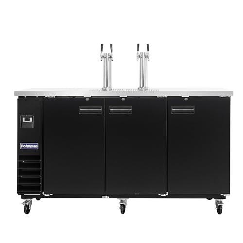 Polarman Commercial Beer Dispenser Two Single-tap Draft Kegerator 3 Door Keg Refrigerator for Bars and Restaurants 73” W Stainless Steel With 4 Coupler, 33°F- 41°F Temperature Control-Direct Draw - size: 73"W Two tower Double-tap