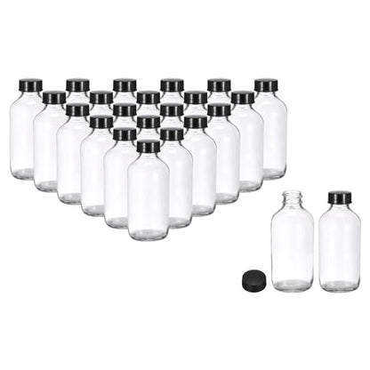PATIKIL 4oz(120ml) Glass Sample Bottles, 24Pcs Round Bottle Dispensing Bottles with Black Poly Cone Cap for Reagent Liquids, Juice, Perfume Hot Sauce Ginger Shots, Transparent - color: Clear,Black, size: 4 oz