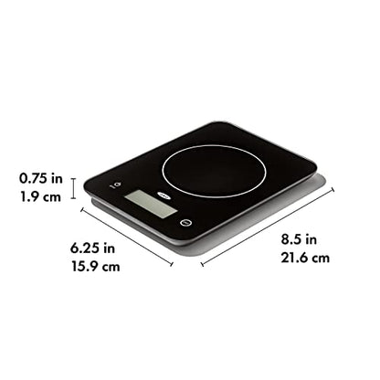 OXO Good Grips 11lb/5kg Everyday Glass Food Scale, Gram Scale for Meal Prep