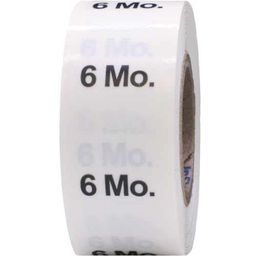Clear Circle 6 Months Clothing Size Stickers - 3/4 Inch Round, 500 Clear Plastic Adhesive Labels Per Roll for Retail Apparel, Baby Clothing Organization, and Inventory - Made in the USA - color: 6 Months