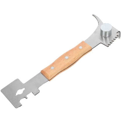 Galvanized Steel Hive Tool with Wooden Grip, Multifunction Beehive Scraper and Lifter for Bee Frames and Hive Box, Comfortable Apiary Tool for Professional Beekeepers and Beginners