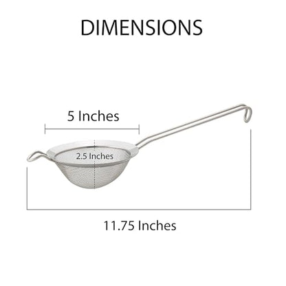 HIC Kitchen Fine Double Mesh Strainer, 18/8 Stainless Steel, Set of 2, Includes 5-Inch and 7-Inch Strainer - size: Double Mesh, Set/2 (5, 7-Inch)