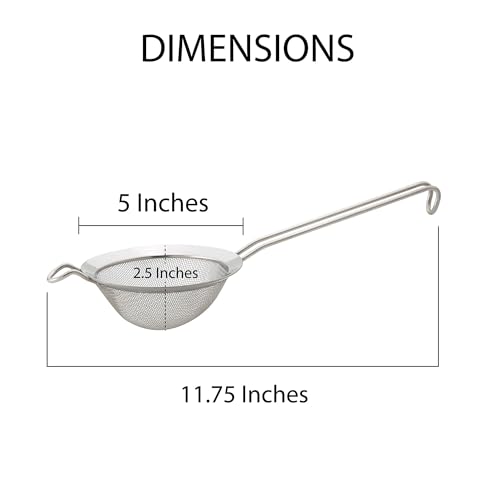 HIC Kitchen Fine Double Mesh Strainer, 18/8 Stainless Steel, 5-Inch, For Sifting Baking Ingredients, Straining, And Draining Soups And Sauces - size: Double Mesh, 5-Inch