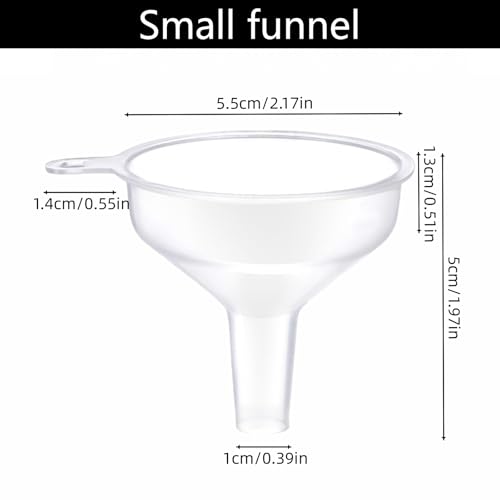 Small Funnel 4 Pack Food Grade Water Bottle Funnel for Powder, Liquids, Suitable for Kitchen Juice Lab Skin Care Lotion Essential Oils