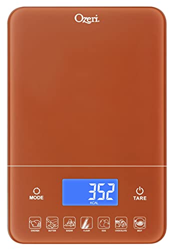 Ozeri Touch III Digital Kitchen Scale with Calorie Counter, 22 lbs (10 kg), Burnt Ochre - color: Burnt Ochre