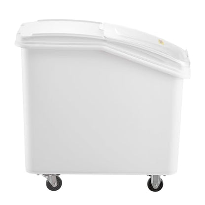 VEVOR 90.2L(27갤런) 식품 보관 용기, 500컵 재료 통, 스쿱 및 슬라이딩 뚜껑 포함, 상업용 식품 용기, 쌀 보관, 개 사료 용기, 밀가루 및 설탕 용기에 이상적, 화이트 - size: 27 Gallon
