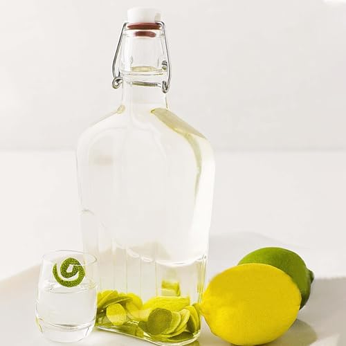 TOPZEA Set of 6 Swing Top Glass Flask, 17 oz Clear Glass Hip Whiskey Flasks with Airtight Stopper Cap, Flip Top Liquor Bottle for Beer, Vanilla Extract, Oil & Vinegar, 2nd Fermentation Brewing Bottle