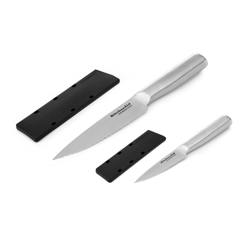 KitchenAid Gourmet Utility and Paring Knife Set Set with Blade Covers, 2-Piece, Stainless Steel - style: Utility and Paring Knife Set Set