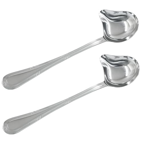 2 Pcs Stainless Steel Sauce Ladle with Pouring Spout Silver | Long Handle, Gravy Ladle, Sauce Drizzle Spoon - size: Silver