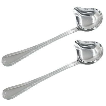 2 Pcs Stainless Steel Sauce Ladle with Pouring Spout Silver | Long Handle, Gravy Ladle, Sauce Drizzle Spoon - size: Silver