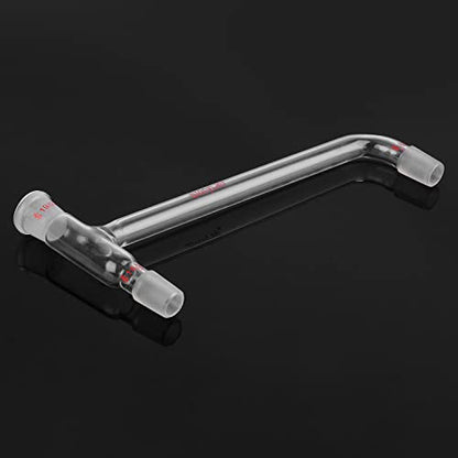 stonylab Borosilicate Glass 75 Degree Bent Distilling Adapter, with Two 19/22 Inner Joints and One Outer Joint, for Laboratory Distillation - size: 19/22 Joint